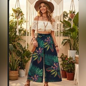 Patrons of Peace Navy Floral Wide-Leg Pants